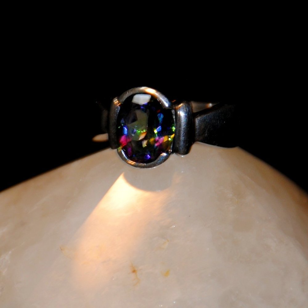 Mystic Fire Rainbow Topaz Sterling Silver 925 Ring Size 6